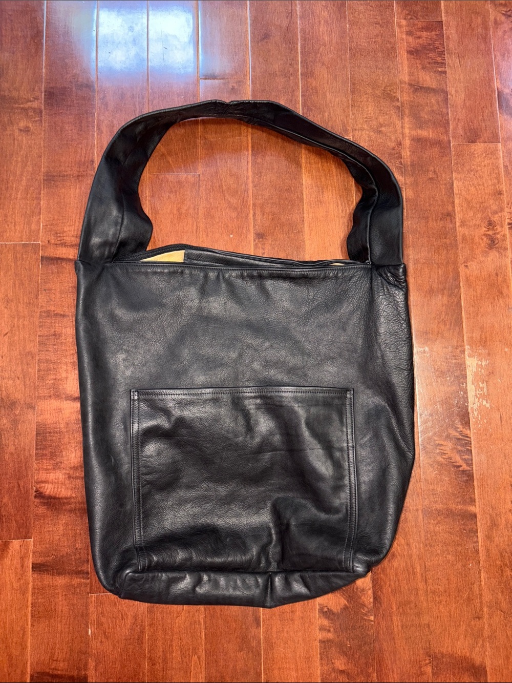 Julia Duren Classic Black Leather Tote Bag